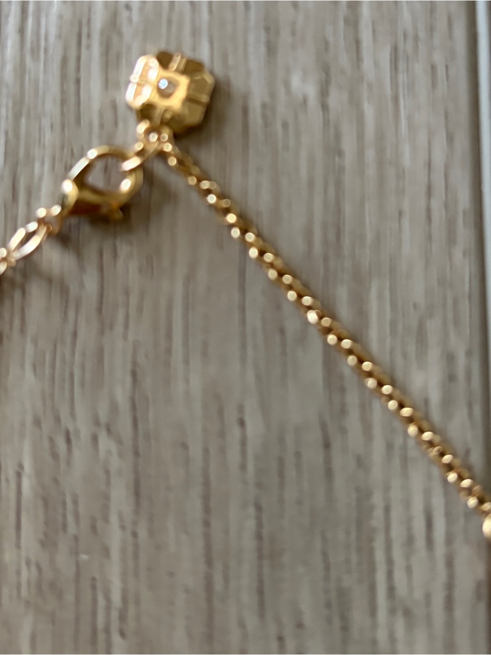 Gold Beaded Station Necklace with White Pavé Spheres - Picture 5 of 7